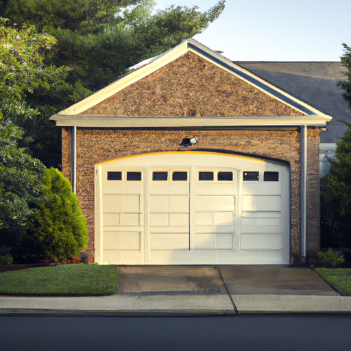 Clinton, NJ residential garage showing a closed raised-panel door, driveway, and trimmed landscaping in morning light.