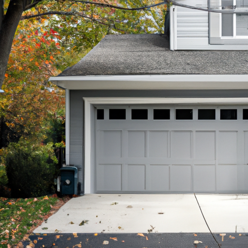 Suburban Clinton, NJ home showing a full residential garage door, driveway, and weatherstripping in soft daylight.